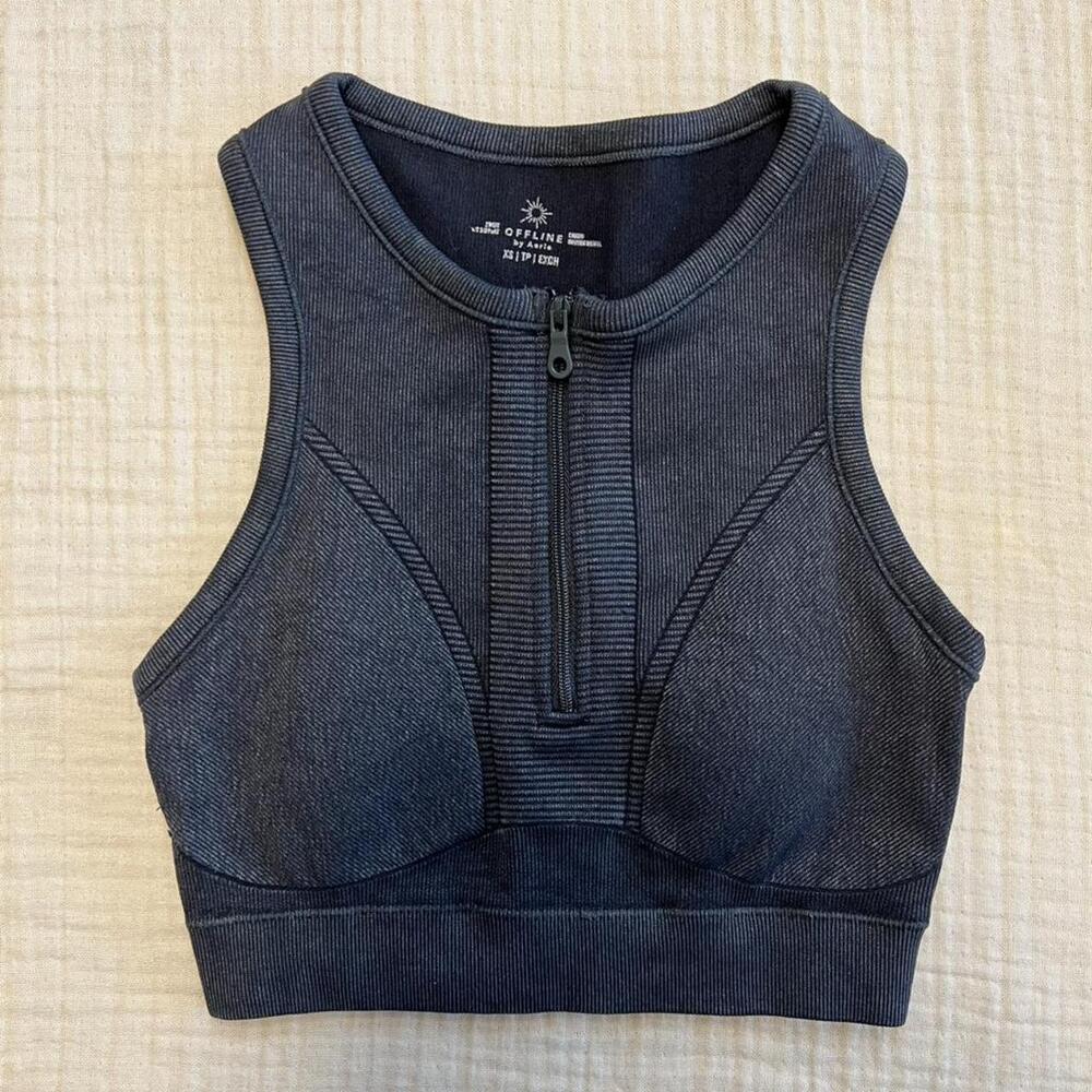 Offline by Aerie women's seamless zip front sports bra